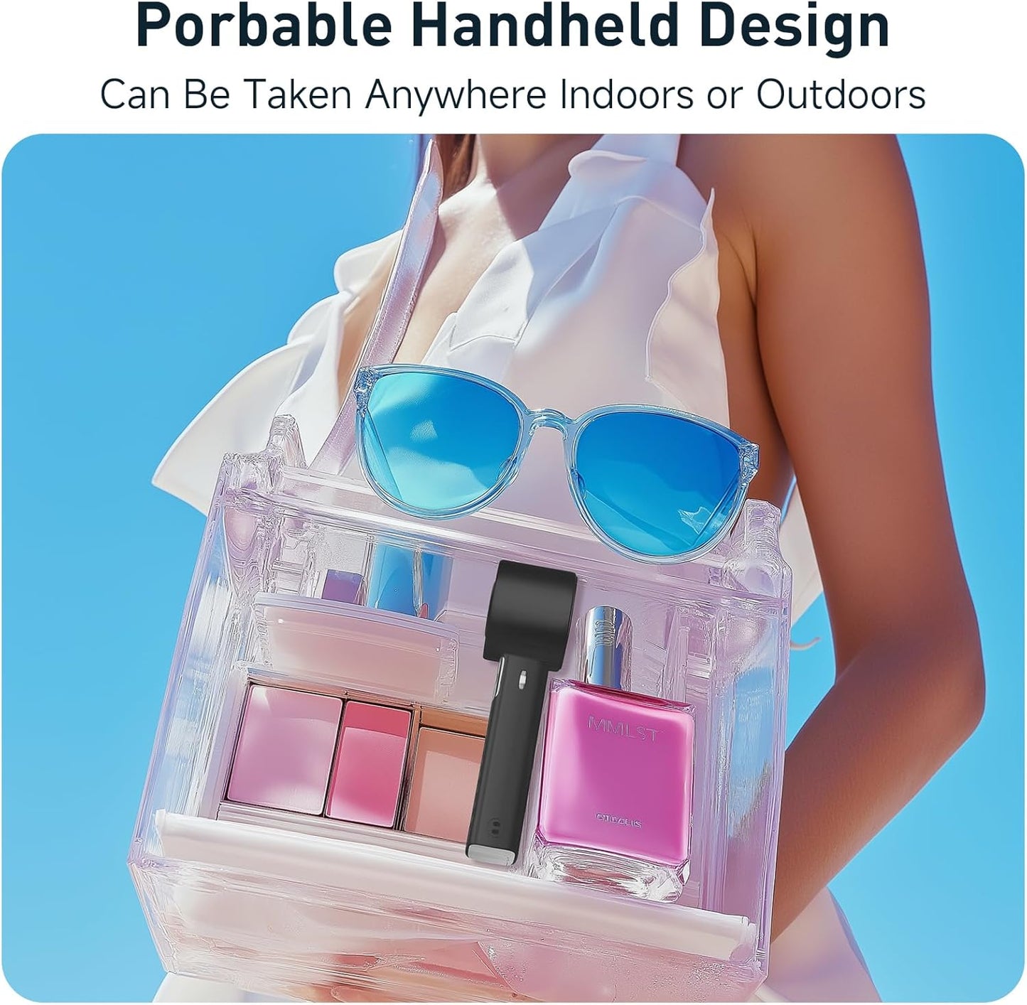 Portable Handheld Turbo Fan - Foldable Mini Fan with Air Turbo Tech, 1-199 Speed Adjustment, 20H Runtime, LED Display, Battery-Powered for Indoor/Outdoor Use, Dark Black