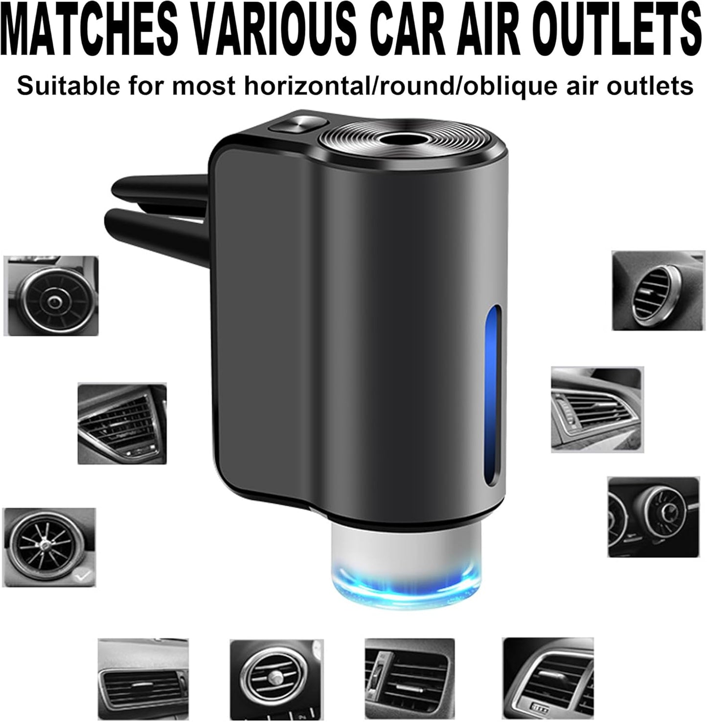 Smart Rechargeable Car Air Freshener & Aroma Diffuser with Adjustable Settings and 3 Cologne Bottles
