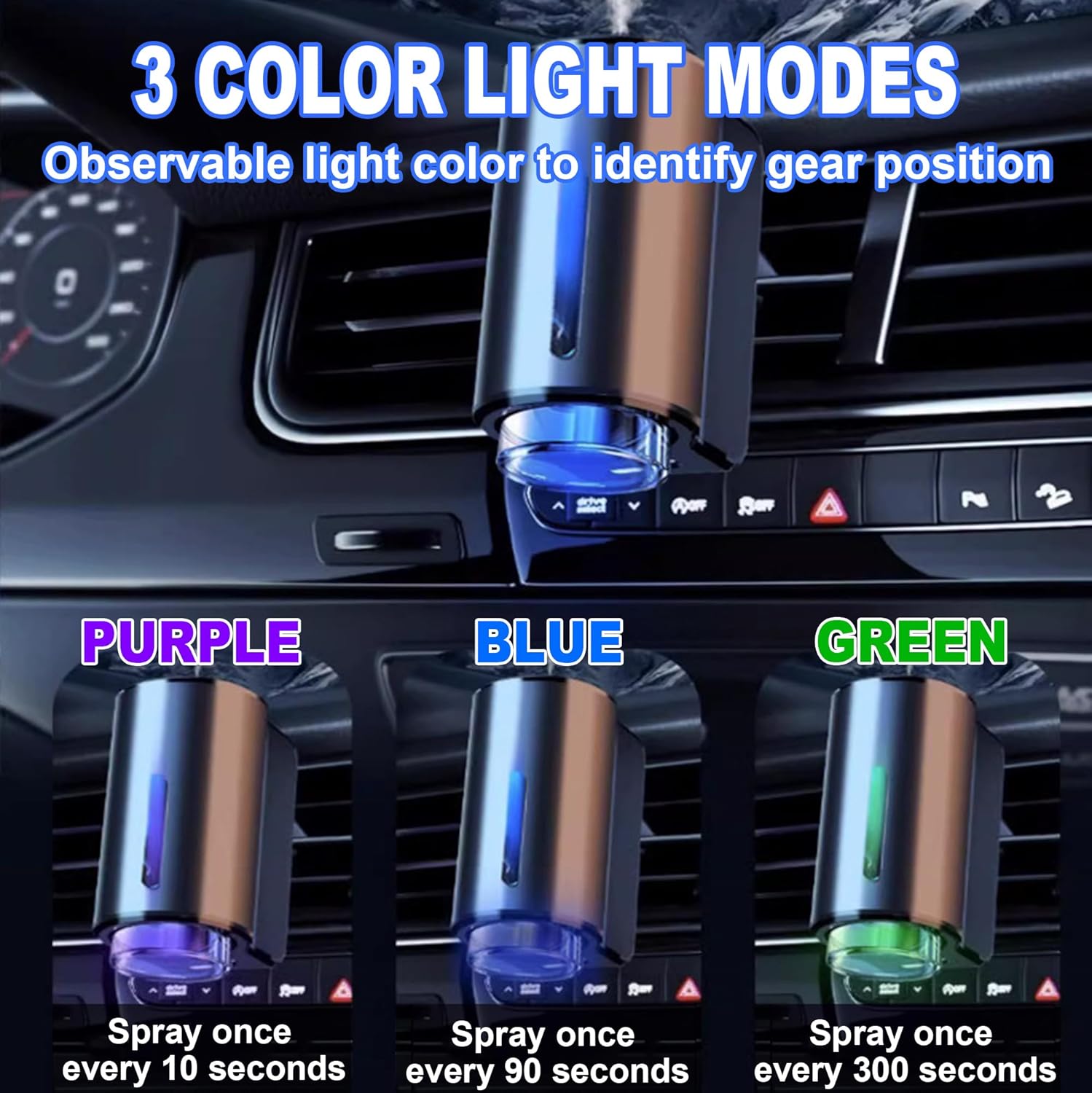 Smart Rechargeable Car Air Freshener & Aroma Diffuser with Adjustable Settings and 3 Cologne Bottles