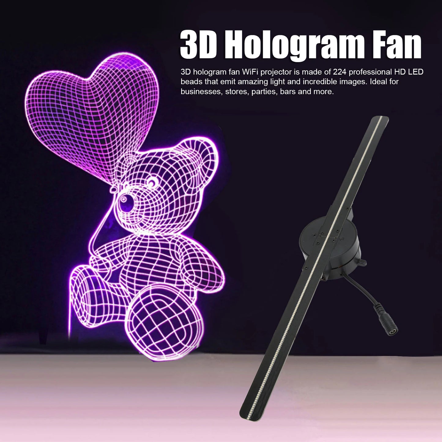 Transform Your Advertising with the 3D Hologram Fan Projector - 16.5" Display, 2000x224 Resolution, and WiFi Connectivity for Stunning Visuals