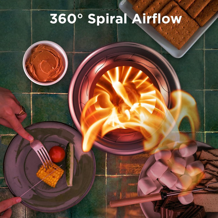 Stove Tabletop Fire Pit with Stand 7.9 X 6.1 In, Smokeless Firepit Camping Outdoor Table Top Firepit for Urban & Suburbs with Portable Travel Bag, Fueled by Pellets or Wood, Stainless Steel